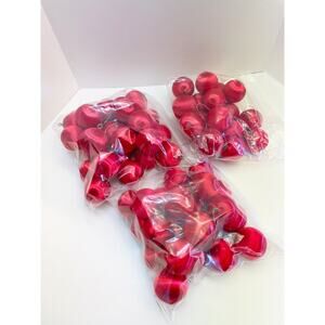 Vintage Pyramid Christmas Ornaments Red Silk Satin Wrapped Ball Ornaments Set